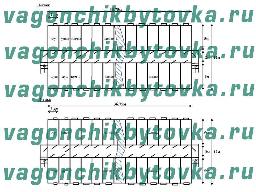 Общежитие для рабочих в 2 этажа